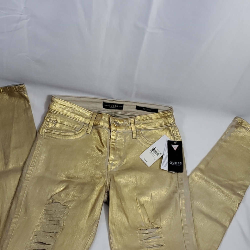 NWT Guess Los Angeles Metallic Sexy Curve Jeans - Picture 5 of 15